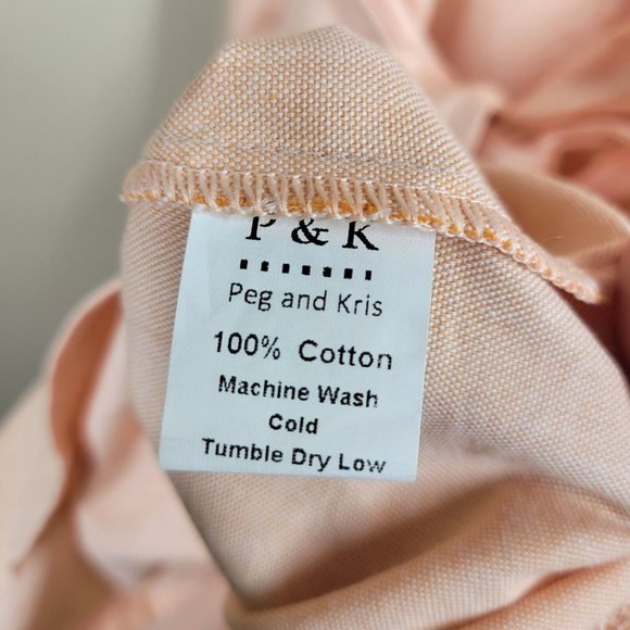 Peg & Kris P & K Peach Ruffle Shift Dress 14 Sleeveless Cotton Button Front - Picture 6 of 8